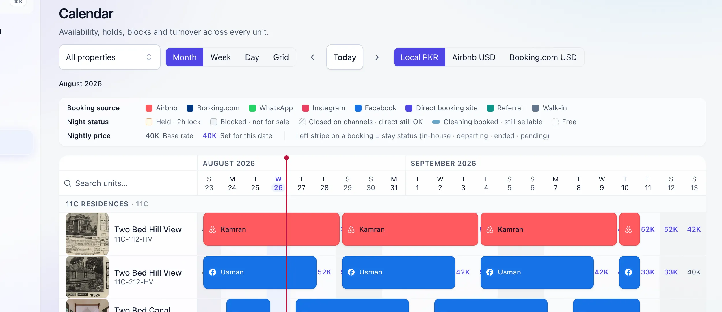 The multi-property master calendar